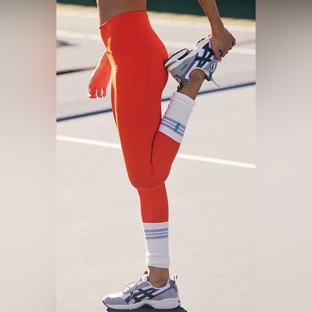 NWT Free People FP Movement Sock it To Me Leggings in Flame Orange Size M